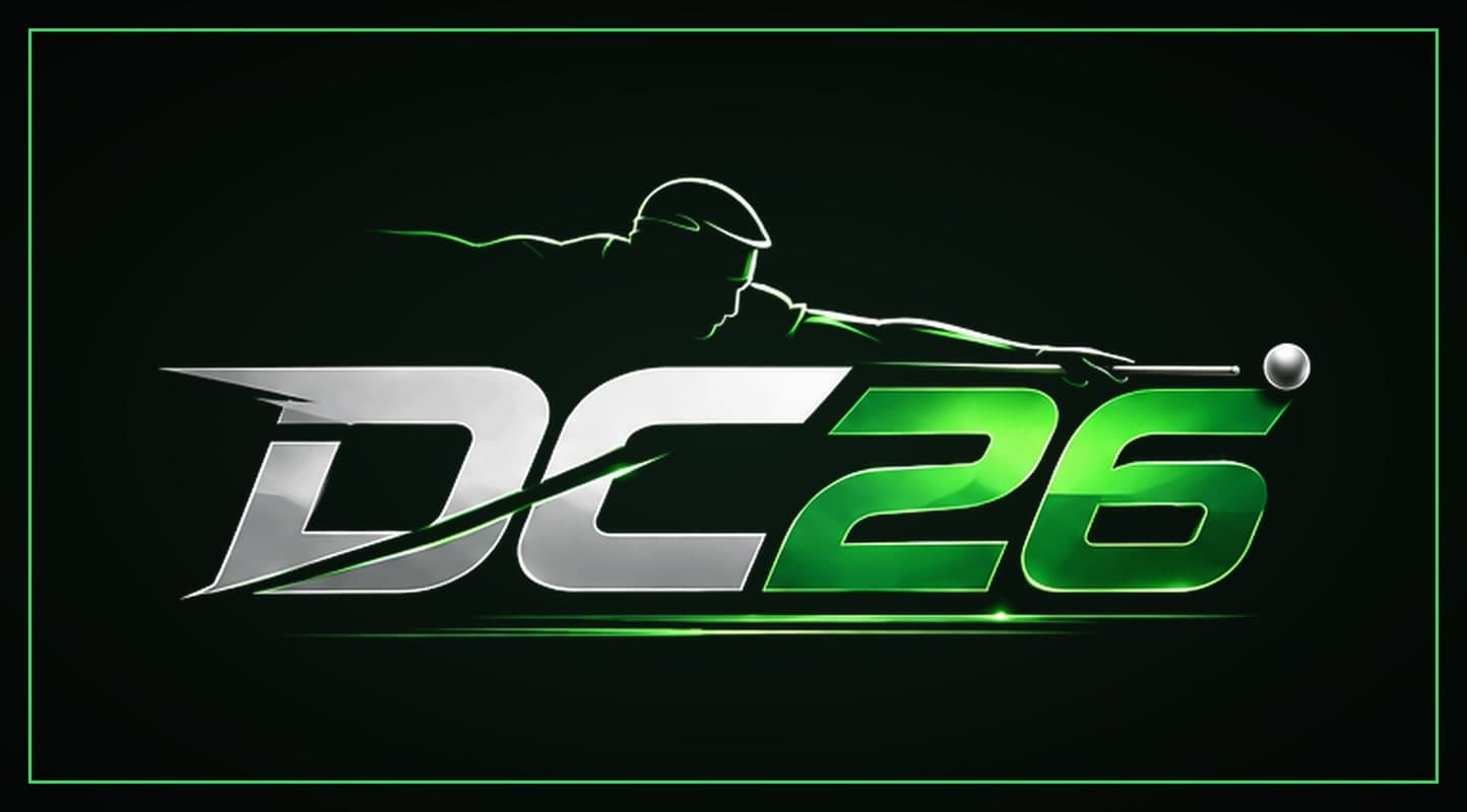 DC26 key art: a player leaning into a shot over the DC26 logo